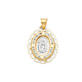 14K Two Tone 15mm Guadalupe CZ Religious Pendant