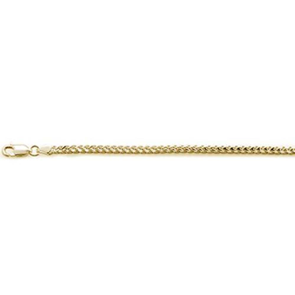 Sterling Silver 080-2MM Yellow Gold Plated Oval Franco Chain 20 inches