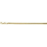 Sterling Silver 100-3MM Yellow Gold Plated Oval Franco Chain 20 inches