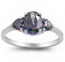 Load image into Gallery viewer, Sterling Silver Three stone Rainbow Topaz Ring With CZ Stones
