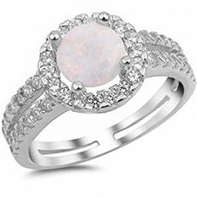 Load image into Gallery viewer, Sterling Silver White Opal and White Cubic Zirconia Ring  With CZ Stones