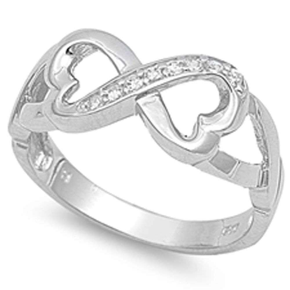 Sterling Silver Beautiful Infinity Style Heart Ring with Cz StonesAndWidth 8 mm