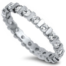 Load image into Gallery viewer, Sterling Silver Cubic Zirconia Engagement Band Ring