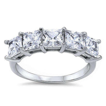 Load image into Gallery viewer, Sterling Silver 4 Princess Cut Cz Fashion RingAnd Width 6mm