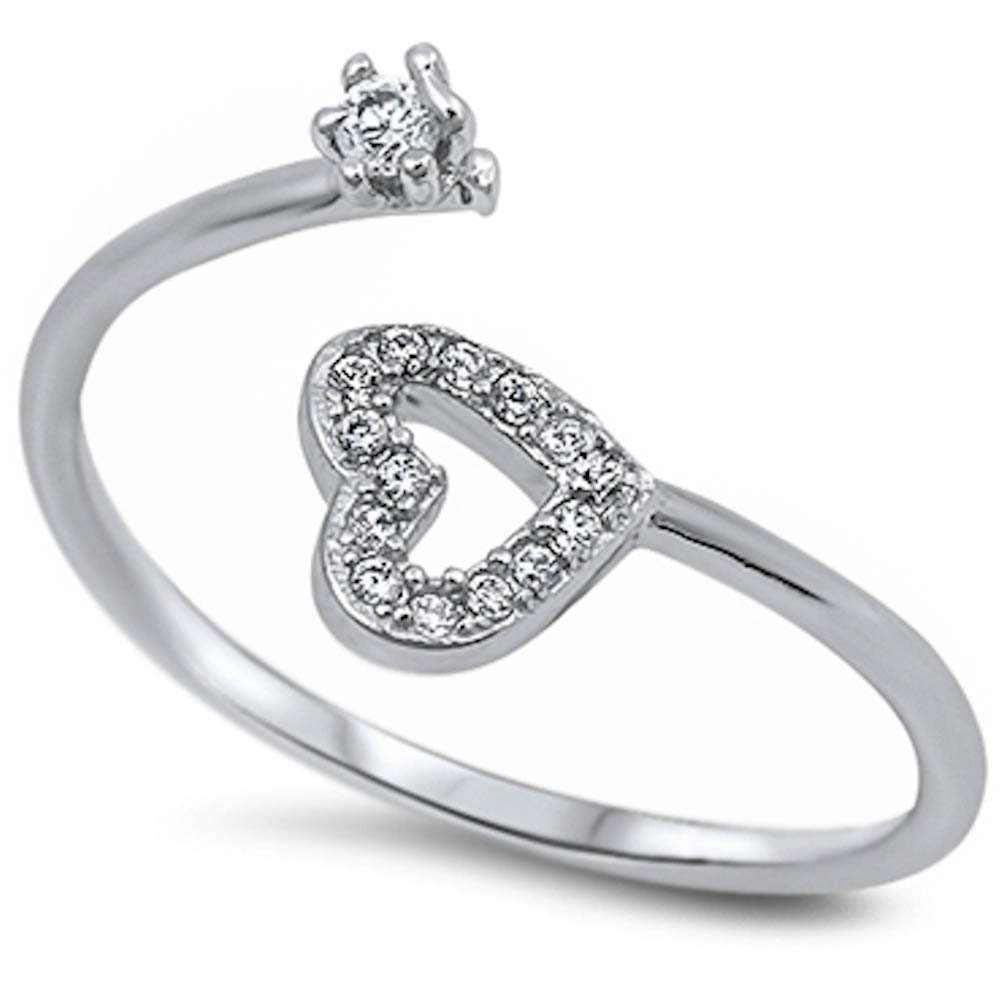 Sterling Silver New Cubic Zirconia Heart Fashion RingAnd Width 10mm