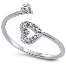 Load image into Gallery viewer, Sterling Silver New Cubic Zirconia Heart Fashion RingAnd Width 10mm