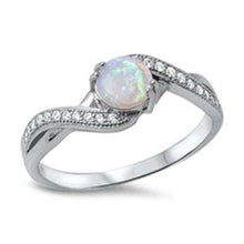 Load image into Gallery viewer, Sterling Silver White Opal Infinity Cubic Zirconia Ring With CZ StonesAndWidth 7mm