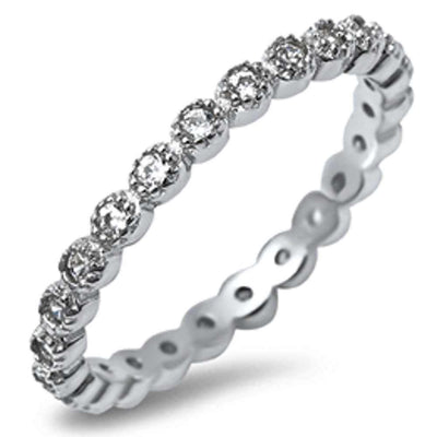 Sterling Silver Infinity Cubic Zirconia Eternity Band Ring with CZ StonesAndWidth 3mm