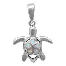 Load image into Gallery viewer, Sterling Silver White Opal Plumeria On Turtle Pendant