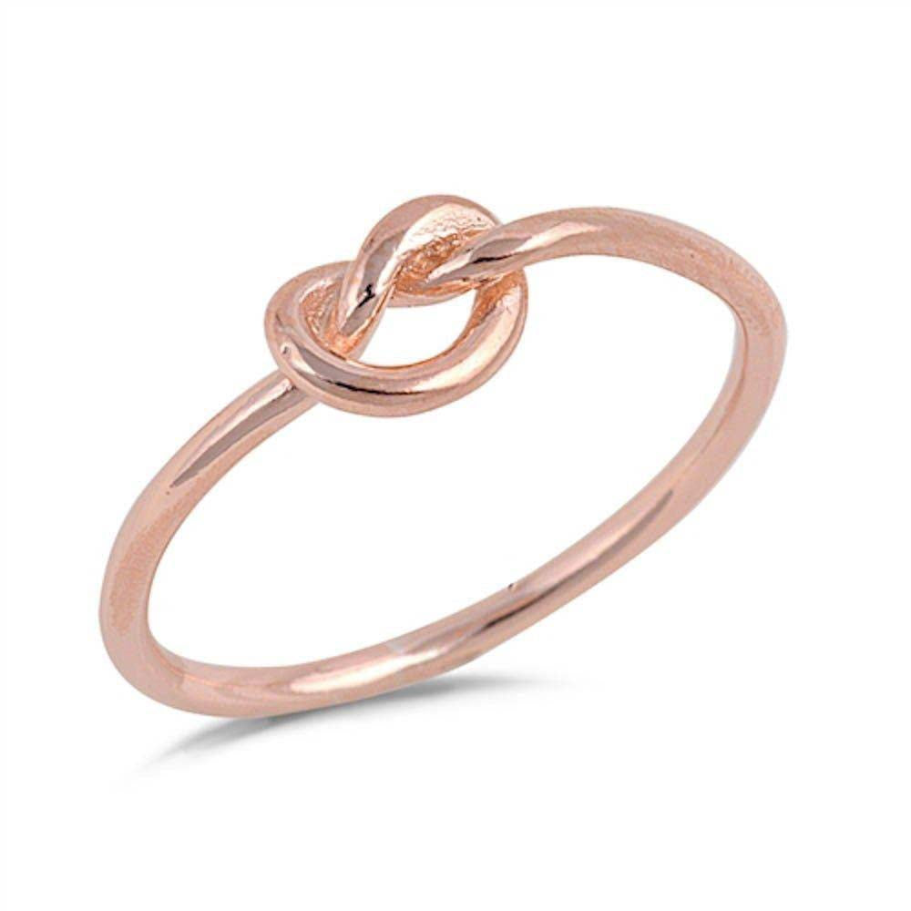 Sterling Silver Infinity Heart Knot Rose Gold Ring With CZ Stones