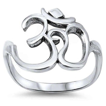 Load image into Gallery viewer, Sterling Silver Om Sign Ring AndWidth 18mm