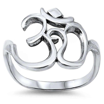 Sterling Silver Om Sign Ring AndWidth 18mm