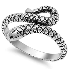 Load image into Gallery viewer, Sterling Silver Solid Snake Ring AndWidth 17mm