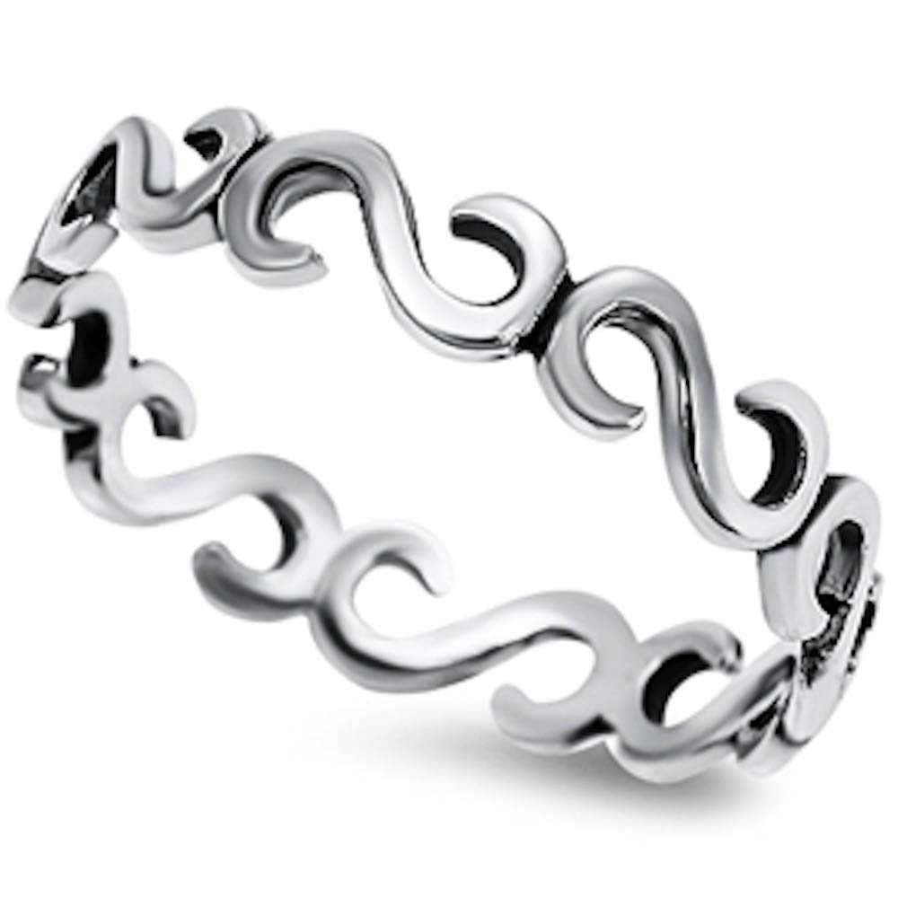 Sterling Silver Solid Design Fashion Band Ring AndWidth 4mm