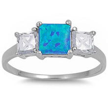 Load image into Gallery viewer, Sterling Silver Blue Fire Opal &amp; Cz Ring with CZ stone