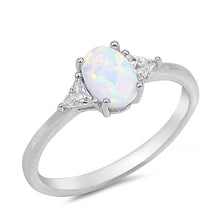 Load image into Gallery viewer, Sterling Silver White Opal &amp; Cubic Zirconia Ring with CZ stone