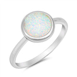 Sterling Silver Solid Round White Opal Ring with CZ stoneAndHeight   10 mm