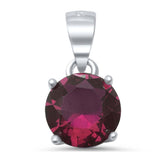 Sterling Silver Round Ruby Solitaire PendantAnd Length 8mm