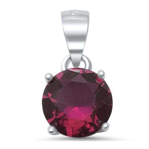 Sterling Silver Round Ruby Solitaire PendantAnd Length 8mm