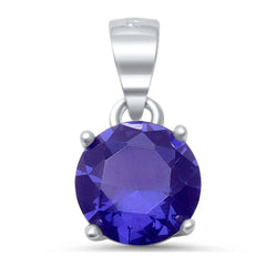 Sterling Silver Round Tanzanite Solitaire PendantAnd Length 8mm