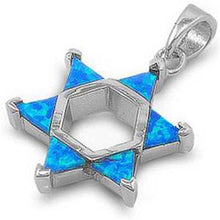 Load image into Gallery viewer, Sterling Silver Blue Opal Star of David PendantAnd Width 27x15mm