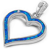 Sterling Silver Blue Opal Frame Heart PendantAnd Width 31mm