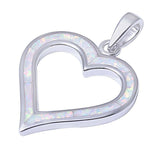 Sterling Silver White Opal Frame Heart PendantAnd Width 31mm