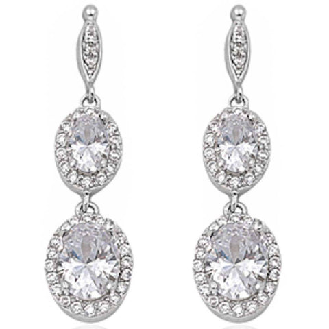 Sterling Silver Cubic Zirconia Dangle Earrings