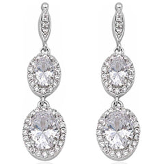 Sterling Silver Cubic Zirconia Dangle Earrings