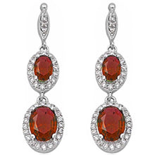 Load image into Gallery viewer, Sterling Silver Garnet &amp; Cz Dangle Earrings
