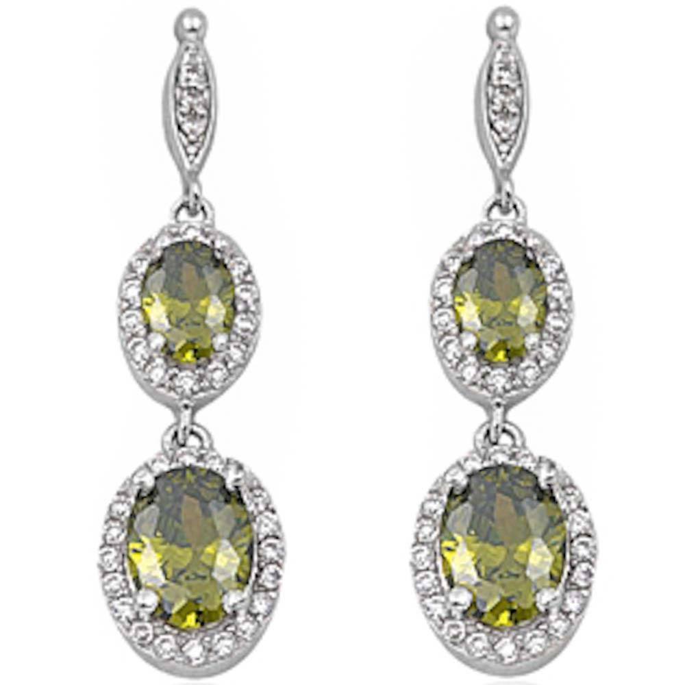 Sterling Silver Peridot And Cz Earrings
