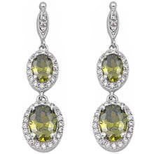 Load image into Gallery viewer, Sterling Silver Peridot And Cz Earrings
