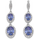 Sterling Silver Tanzanite & CZ Dangle Earrings