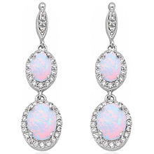 Load image into Gallery viewer, Sterling Silver White Opal Dangle Earrings With CZ Stones