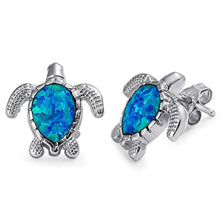 Load image into Gallery viewer, Sterling Silver Blue Opal Turtle Stud EarringsAnd Thickness 14mm