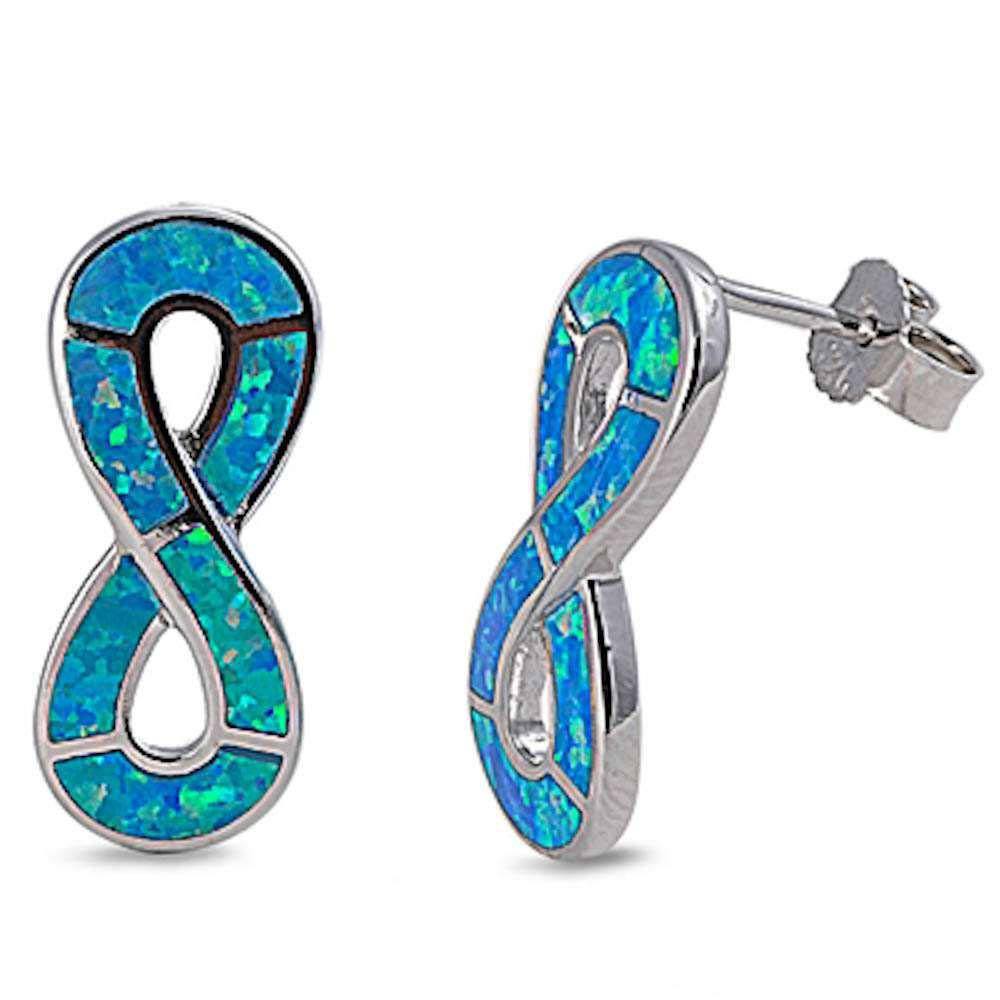 Sterling Silver Blue Opal Infinity Stud EarringsAnd Thickness 23mm