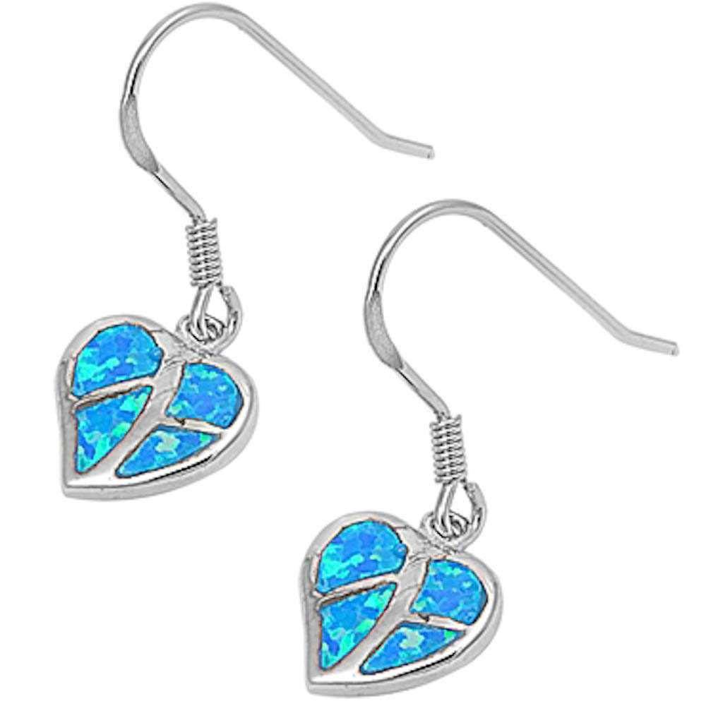 Sterling Silver Blue Opal Leaf Heart EarringsAnd Thickness 14mm