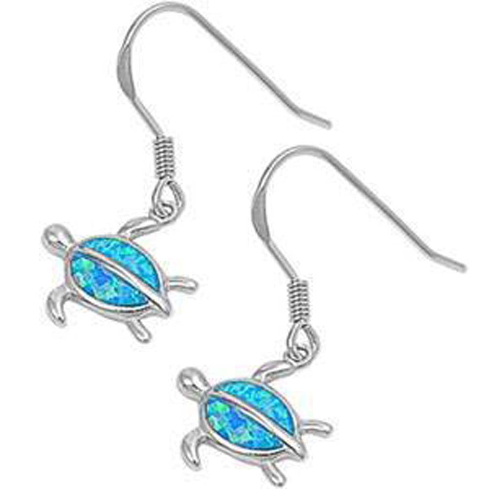 Sterling Silver Blue Opal Turtle EarringsAnd Thickness 11mm