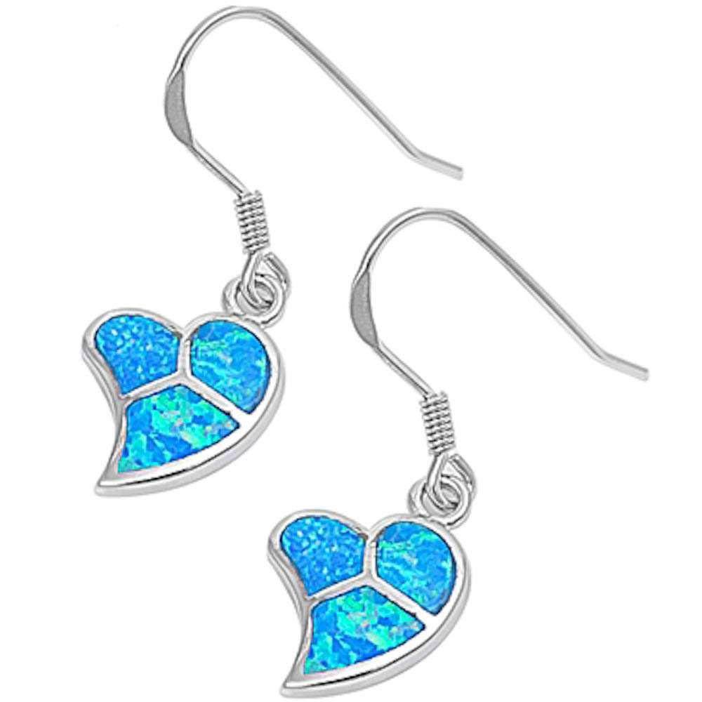 Sterling Silver Blue Opal Heart Stud EarringsAnd Thickness 14mm