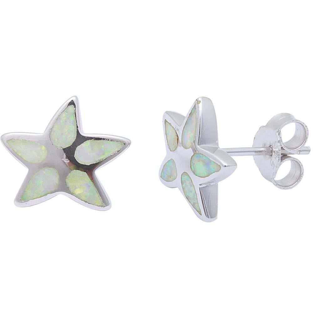 Sterling Silver White Opal Starfish Earrings