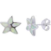 Load image into Gallery viewer, Sterling Silver White Opal Starfish Earrings