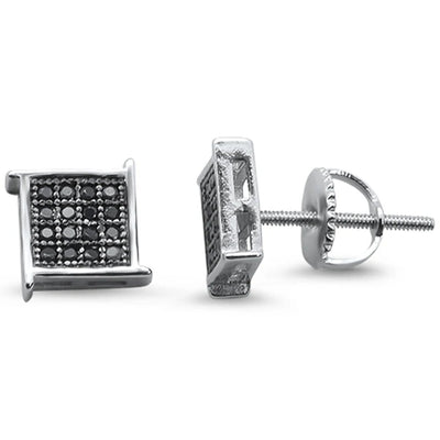 Sterling Silver Princess 8MM Hip Hop Micro Pave Cubic Zirconia Stud Earrings