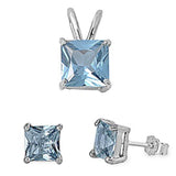 Sterling Silver Aquamarine Pendant and Earring set