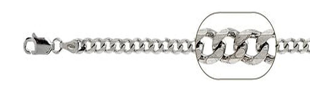 Sterling Silver 150-6MM Solid Rhodium Plated Curb Chain