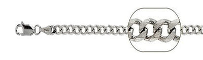 Sterling Silver 150-6MM Solid Rhodium Plated Curb Chain