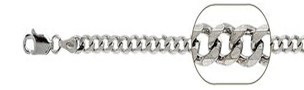 Sterling Silver 200-8MM Solid Rhodium Plated Curb Chain