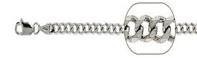 Sterling Silver 200-8MM Solid Rhodium Plated Curb Chain