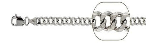 Sterling Silver 200-8MM Solid Rhodium Plated Curb Chain