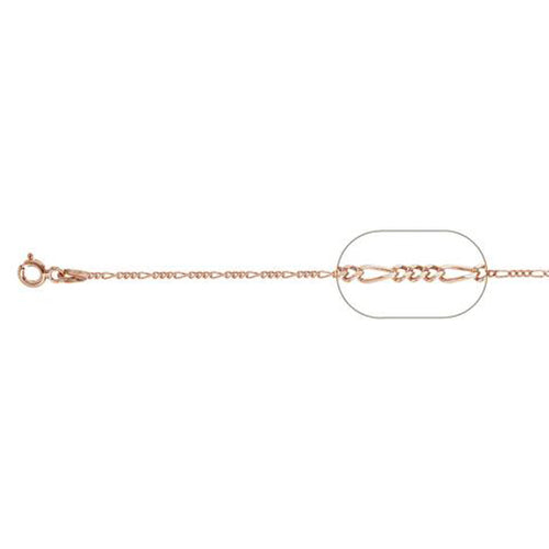 Sterling Silver Rose Gold Plated Figaro Chain with Spring Clasp