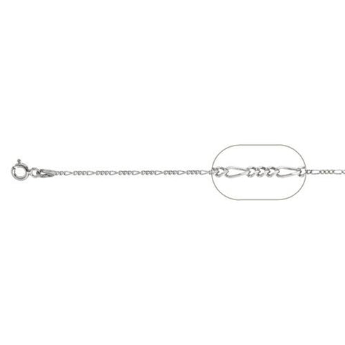 Sterling Silver Rhodium Plated Figaro 040-1.5mm Chain with Spring Clasp